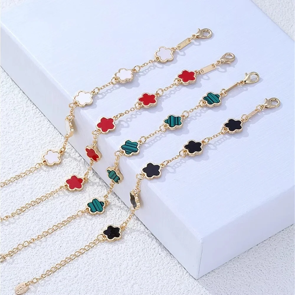 New Lucky Clover Bracelets 14K Gold Plated (Set of 4) | Various Colors